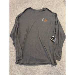 Realtree Long Sleeve Shirt Mens 2XL Gray American Flag Camo Logo Graphic Tee NWT